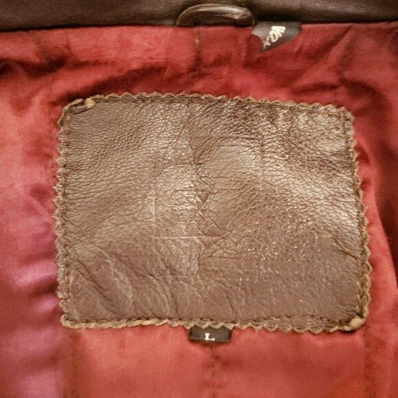 Vintage Brown Leather Bomber Flight Jacket Made in Korea Size L - Picture 7 of 7